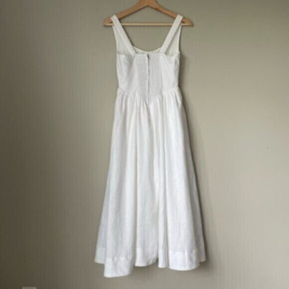 NEW Reformation Balia Linen Sleeveless Midi Dress in White | US 6 UK 10 - Picture 11 of 14